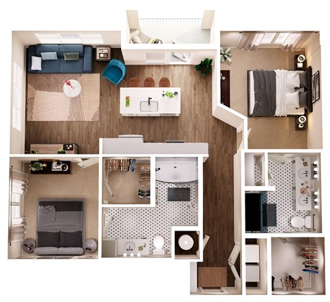 The Crown of Queen City Apartments in Charlotte, North Carolina B2 Floor Plan